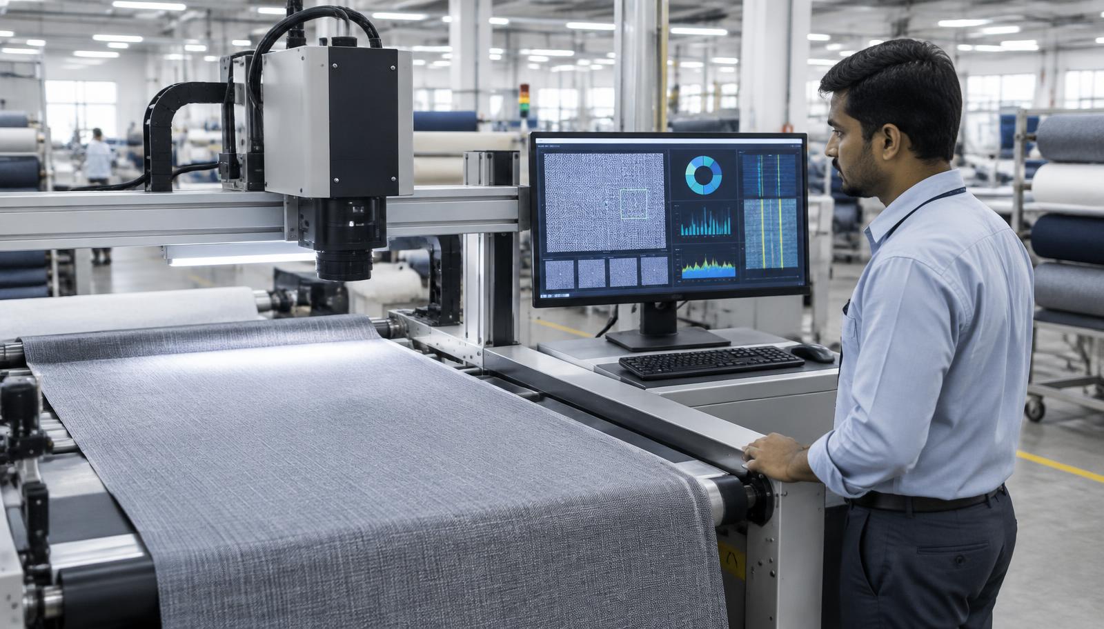 Illustrative camera-based textile quality inspection and production analytics